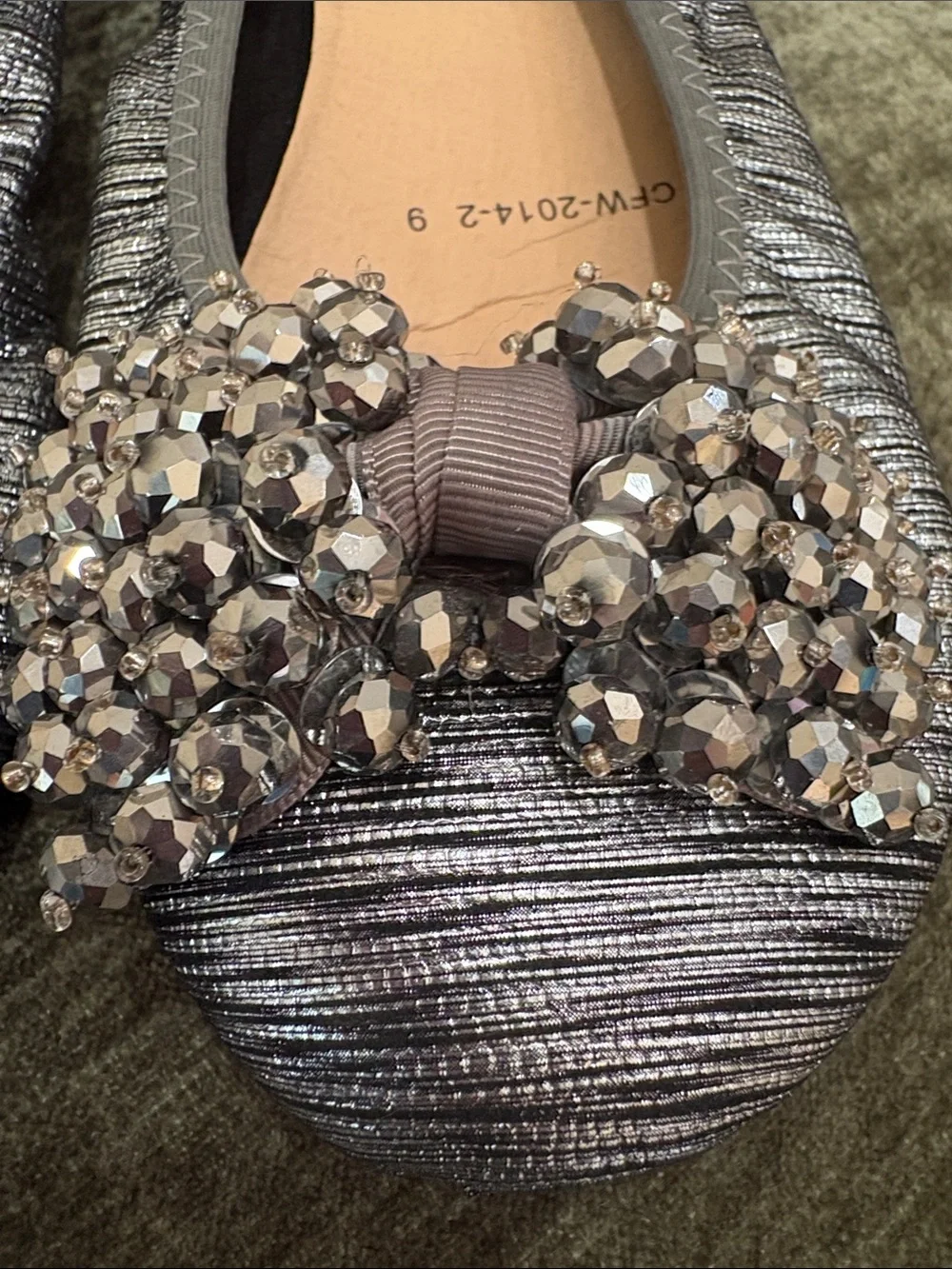 Helen’s Heart Gray Metallic Flats, Size 10, New without Tag